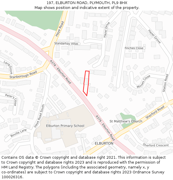 197, ELBURTON ROAD, PLYMOUTH, PL9 8HX: Location map and indicative extent of plot