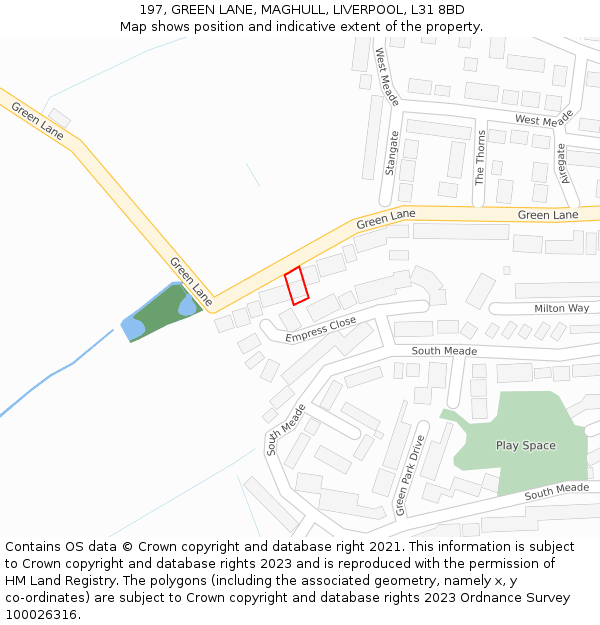197, GREEN LANE, MAGHULL, LIVERPOOL, L31 8BD: Location map and indicative extent of plot
