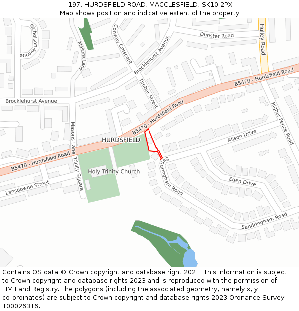 197, HURDSFIELD ROAD, MACCLESFIELD, SK10 2PX: Location map and indicative extent of plot