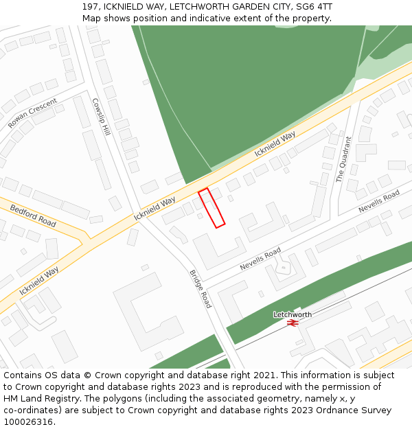 197, ICKNIELD WAY, LETCHWORTH GARDEN CITY, SG6 4TT: Location map and indicative extent of plot