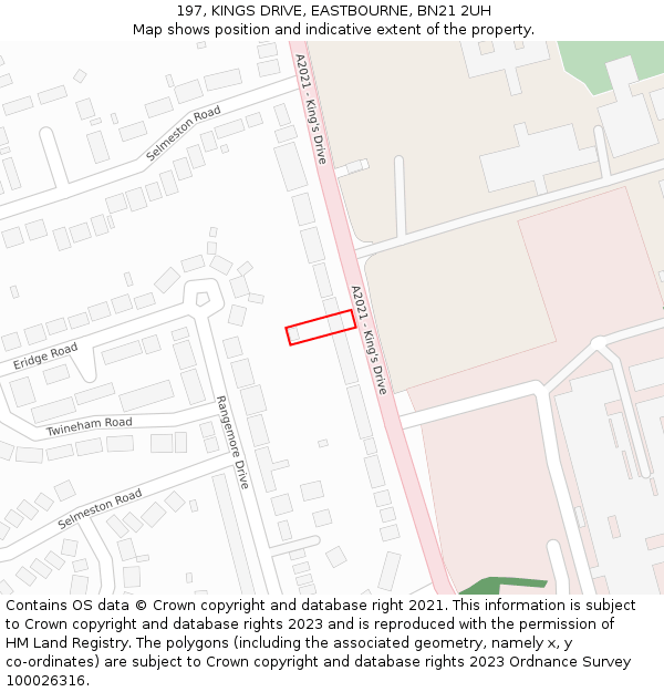 197, KINGS DRIVE, EASTBOURNE, BN21 2UH: Location map and indicative extent of plot