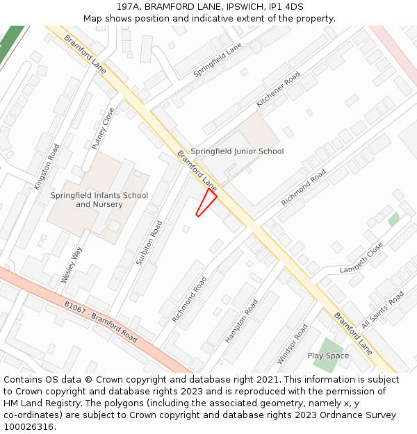 197A, BRAMFORD LANE, IPSWICH, IP1 4DS: Location map and indicative extent of plot