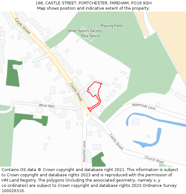 198, CASTLE STREET, PORTCHESTER, FAREHAM, PO16 9QH: Location map and indicative extent of plot