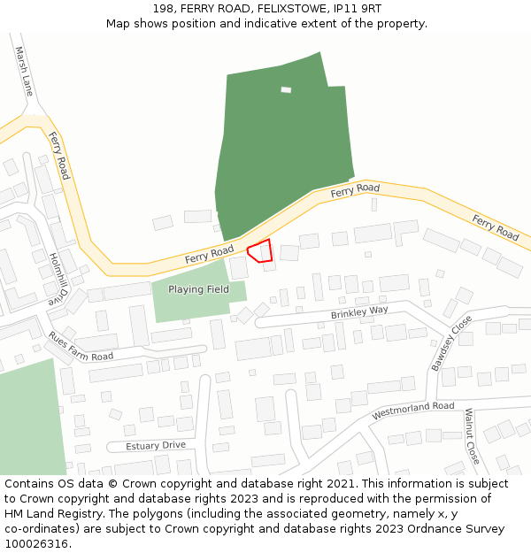198, FERRY ROAD, FELIXSTOWE, IP11 9RT: Location map and indicative extent of plot
