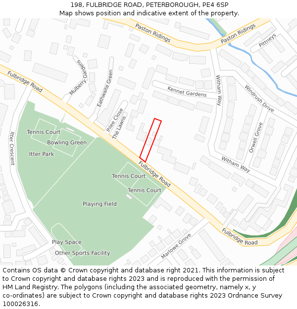 198, FULBRIDGE ROAD, PETERBOROUGH, PE4 6SP: Location map and indicative extent of plot