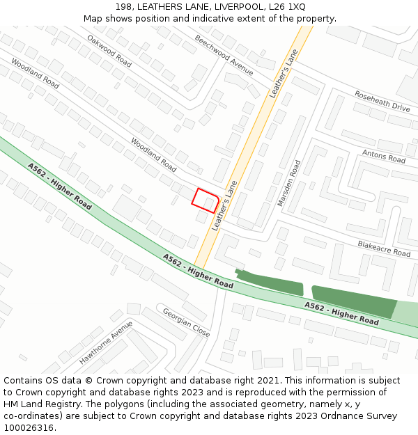 198, LEATHERS LANE, LIVERPOOL, L26 1XQ: Location map and indicative extent of plot