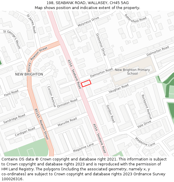 198, SEABANK ROAD, WALLASEY, CH45 5AG: Location map and indicative extent of plot