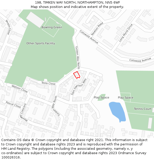 198, TIMKEN WAY NORTH, NORTHAMPTON, NN5 6WF: Location map and indicative extent of plot