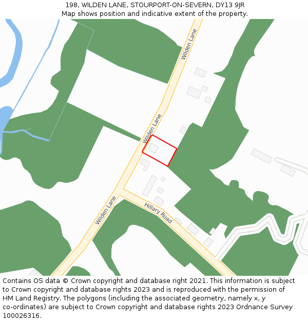 198, WILDEN LANE, STOURPORT-ON-SEVERN, DY13 9JR: Location map and indicative extent of plot