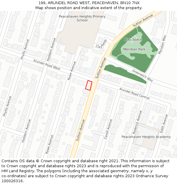 199, ARUNDEL ROAD WEST, PEACEHAVEN, BN10 7NX: Location map and indicative extent of plot