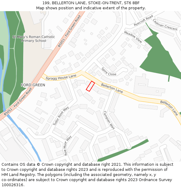 199, BELLERTON LANE, STOKE-ON-TRENT, ST6 8BF: Location map and indicative extent of plot