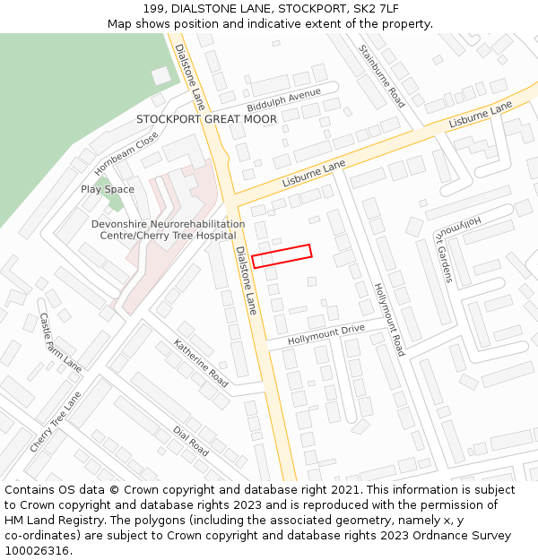 199, DIALSTONE LANE, STOCKPORT, SK2 7LF: Location map and indicative extent of plot