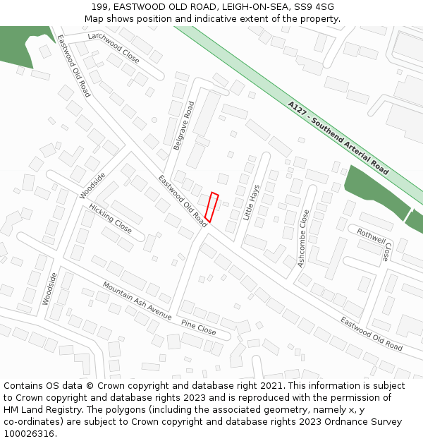 199, EASTWOOD OLD ROAD, LEIGH-ON-SEA, SS9 4SG: Location map and indicative extent of plot