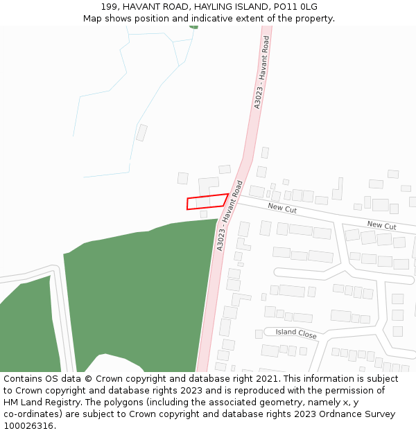 199, HAVANT ROAD, HAYLING ISLAND, PO11 0LG: Location map and indicative extent of plot