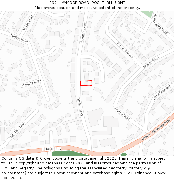 199, HAYMOOR ROAD, POOLE, BH15 3NT: Location map and indicative extent of plot