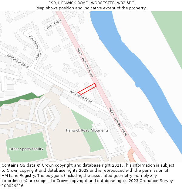 199, HENWICK ROAD, WORCESTER, WR2 5PG: Location map and indicative extent of plot