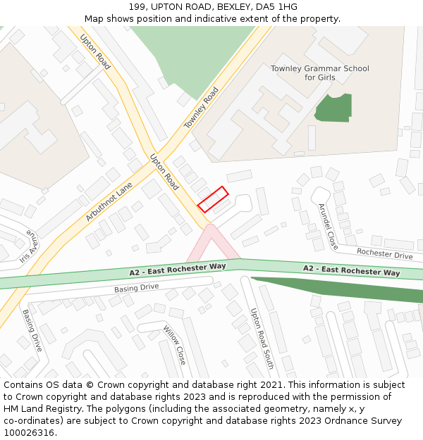 199, UPTON ROAD, BEXLEY, DA5 1HG: Location map and indicative extent of plot