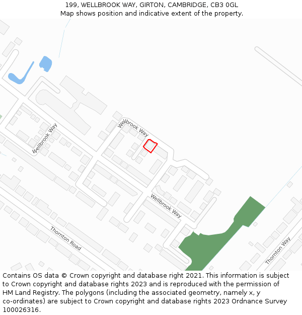 199, WELLBROOK WAY, GIRTON, CAMBRIDGE, CB3 0GL: Location map and indicative extent of plot
