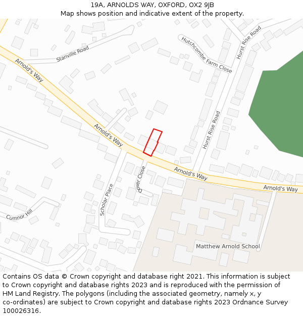 19A, ARNOLDS WAY, OXFORD, OX2 9JB: Location map and indicative extent of plot