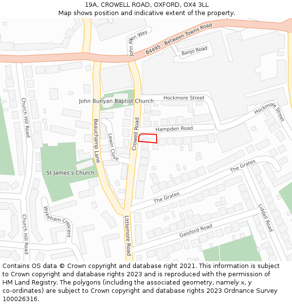 19A, CROWELL ROAD, OXFORD, OX4 3LL: Location map and indicative extent of plot