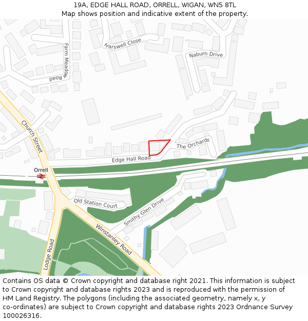 19A, EDGE HALL ROAD, ORRELL, WIGAN, WN5 8TL: Location map and indicative extent of plot