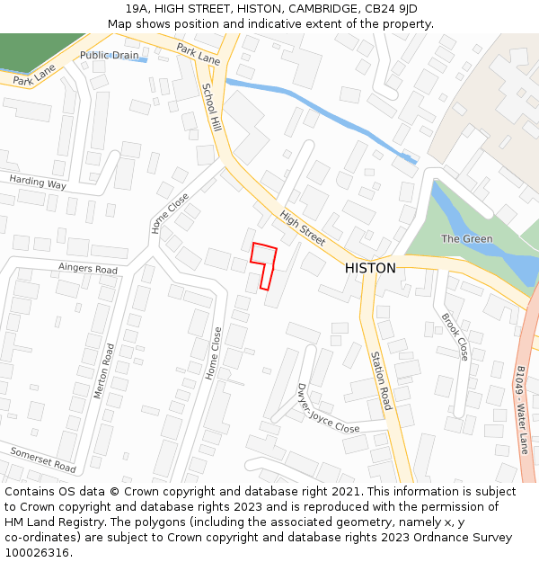 19A, HIGH STREET, HISTON, CAMBRIDGE, CB24 9JD: Location map and indicative extent of plot