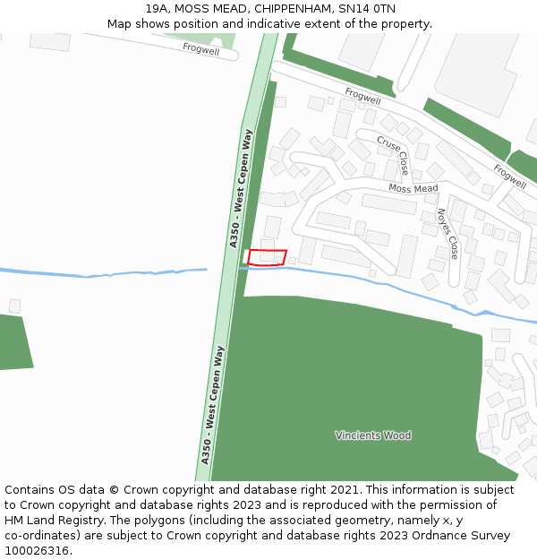 19A, MOSS MEAD, CHIPPENHAM, SN14 0TN: Location map and indicative extent of plot