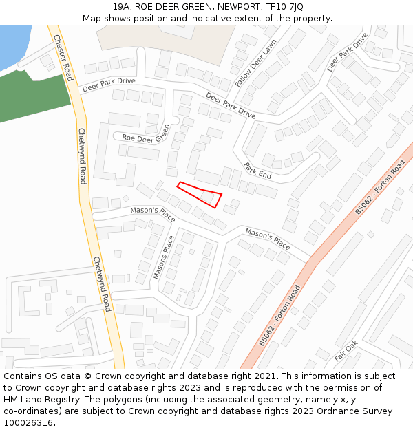 19A, ROE DEER GREEN, NEWPORT, TF10 7JQ: Location map and indicative extent of plot