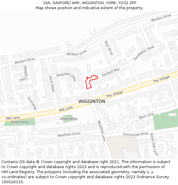 19A, SAXFORD WAY, WIGGINTON, YORK, YO32 2PP: Location map and indicative extent of plot