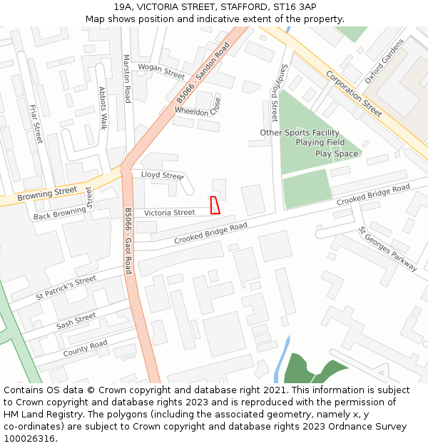 19A, VICTORIA STREET, STAFFORD, ST16 3AP: Location map and indicative extent of plot