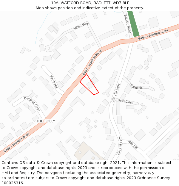 19A, WATFORD ROAD, RADLETT, WD7 8LF: Location map and indicative extent of plot