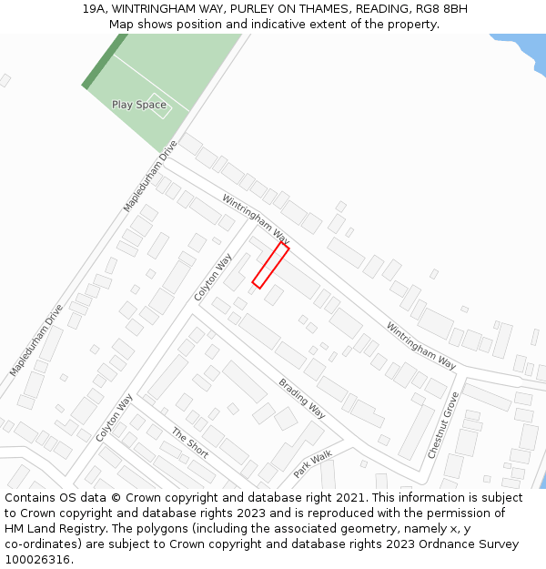 19A, WINTRINGHAM WAY, PURLEY ON THAMES, READING, RG8 8BH: Location map and indicative extent of plot