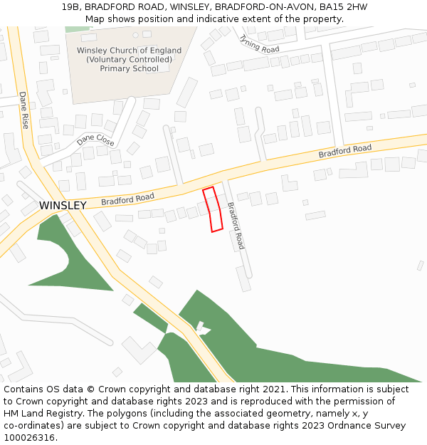 19B, BRADFORD ROAD, WINSLEY, BRADFORD-ON-AVON, BA15 2HW: Location map and indicative extent of plot