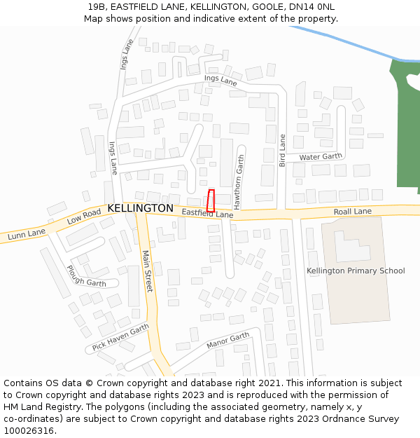 19B, EASTFIELD LANE, KELLINGTON, GOOLE, DN14 0NL: Location map and indicative extent of plot
