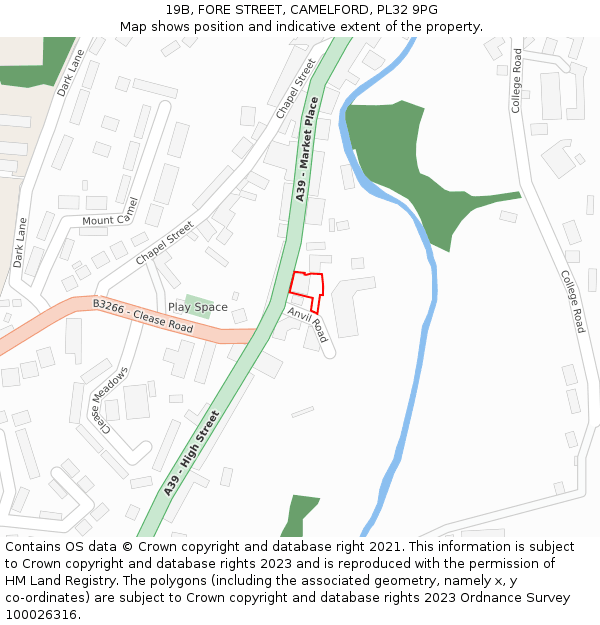 19B, FORE STREET, CAMELFORD, PL32 9PG: Location map and indicative extent of plot