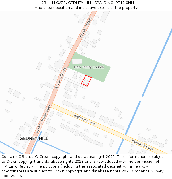 19B, HILLGATE, GEDNEY HILL, SPALDING, PE12 0NN: Location map and indicative extent of plot