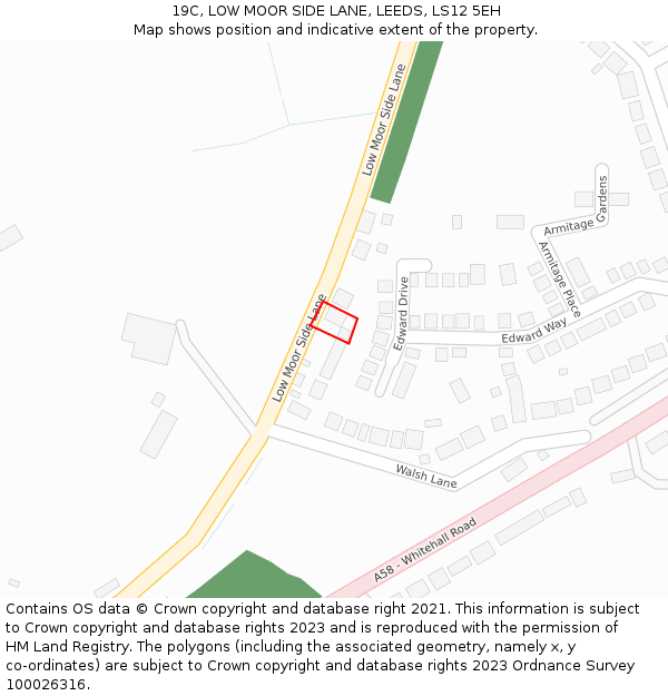 19C, LOW MOOR SIDE LANE, LEEDS, LS12 5EH: Location map and indicative extent of plot