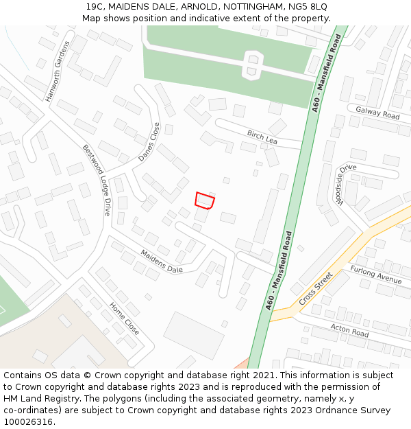 19C, MAIDENS DALE, ARNOLD, NOTTINGHAM, NG5 8LQ: Location map and indicative extent of plot