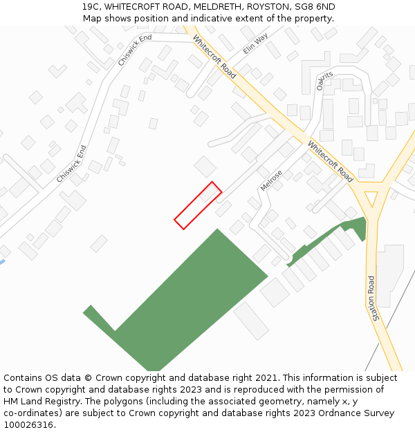 19C, WHITECROFT ROAD, MELDRETH, ROYSTON, SG8 6ND: Location map and indicative extent of plot