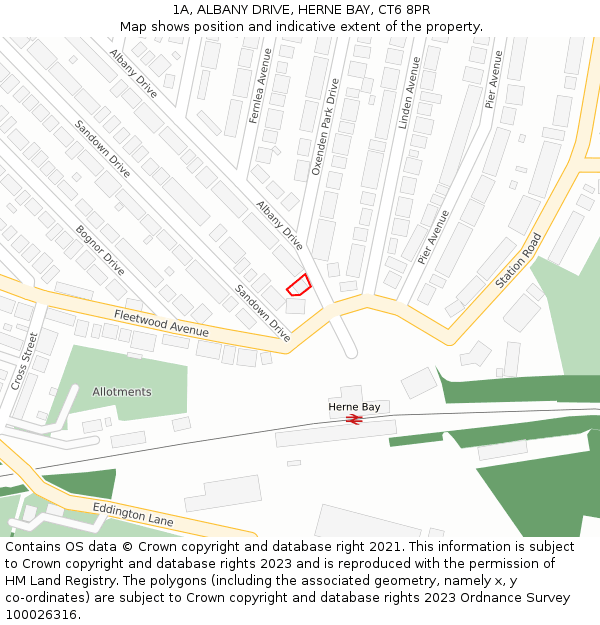 1A, ALBANY DRIVE, HERNE BAY, CT6 8PR: Location map and indicative extent of plot