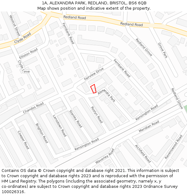 1A, ALEXANDRA PARK, REDLAND, BRISTOL, BS6 6QB: Location map and indicative extent of plot