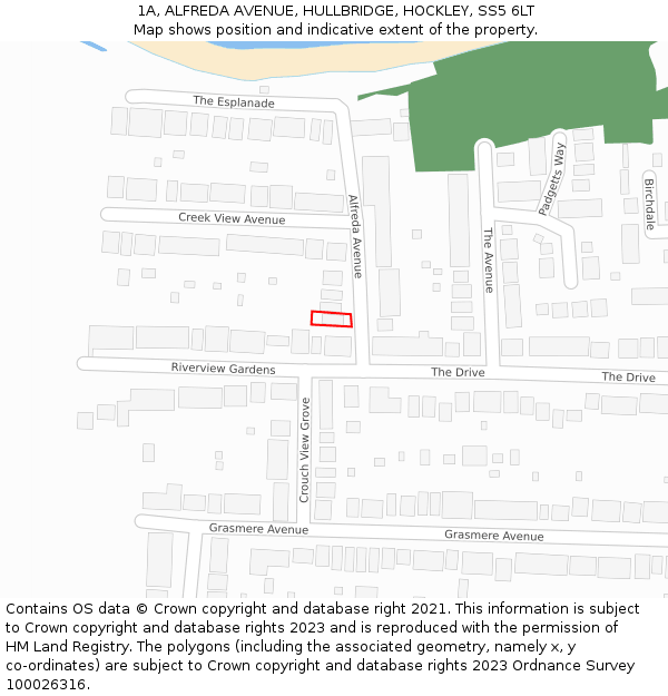 1A, ALFREDA AVENUE, HULLBRIDGE, HOCKLEY, SS5 6LT: Location map and indicative extent of plot