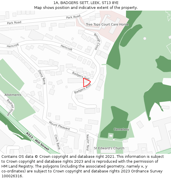 1A, BADGERS SETT, LEEK, ST13 8YE: Location map and indicative extent of plot