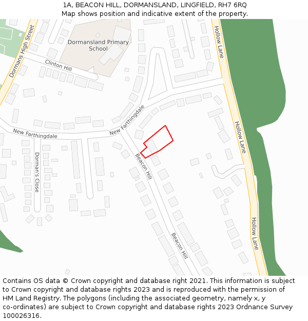 1A, BEACON HILL, DORMANSLAND, LINGFIELD, RH7 6RQ: Location map and indicative extent of plot