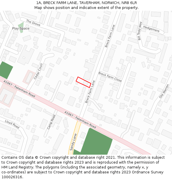 1A, BRECK FARM LANE, TAVERHAM, NORWICH, NR8 6LR: Location map and indicative extent of plot