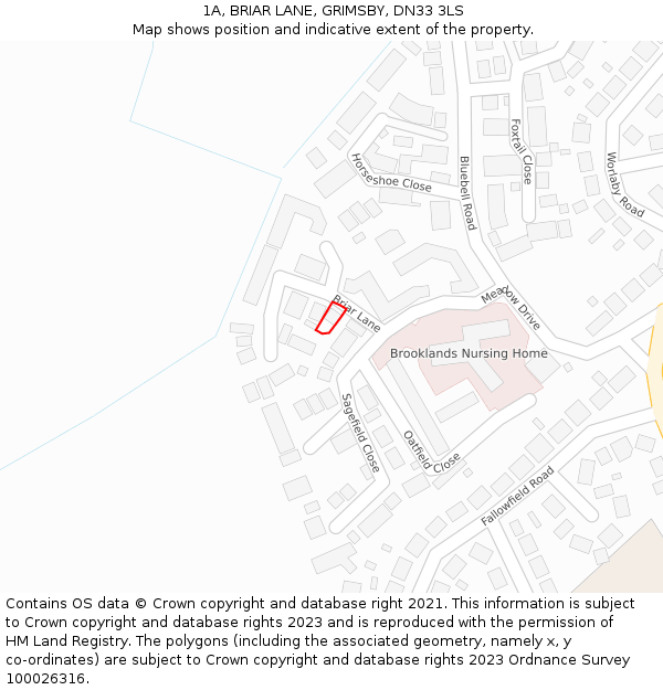 1A, BRIAR LANE, GRIMSBY, DN33 3LS: Location map and indicative extent of plot