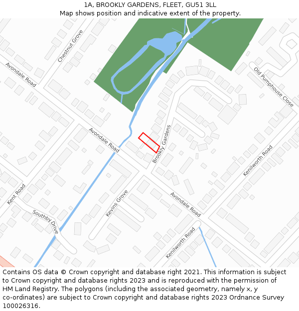 1A, BROOKLY GARDENS, FLEET, GU51 3LL: Location map and indicative extent of plot