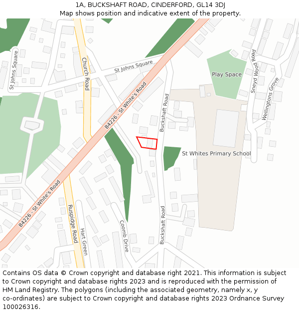 1A, BUCKSHAFT ROAD, CINDERFORD, GL14 3DJ: Location map and indicative extent of plot