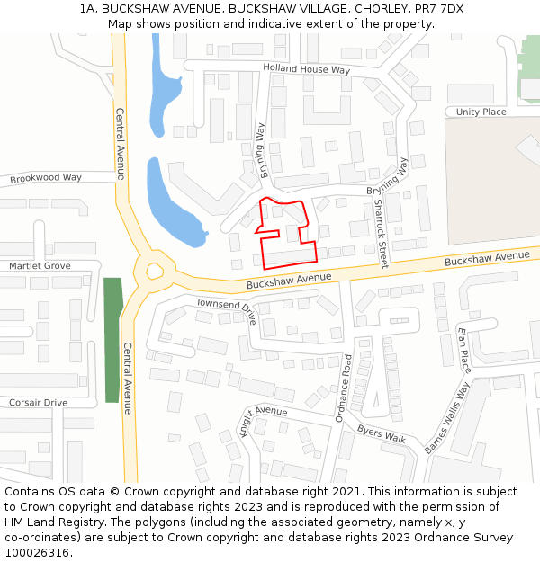 1A, BUCKSHAW AVENUE, BUCKSHAW VILLAGE, CHORLEY, PR7 7DX: Location map and indicative extent of plot