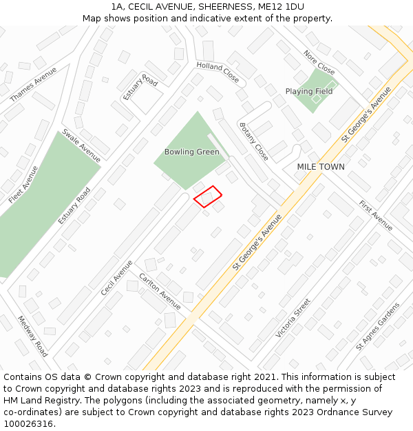 1A, CECIL AVENUE, SHEERNESS, ME12 1DU: Location map and indicative extent of plot